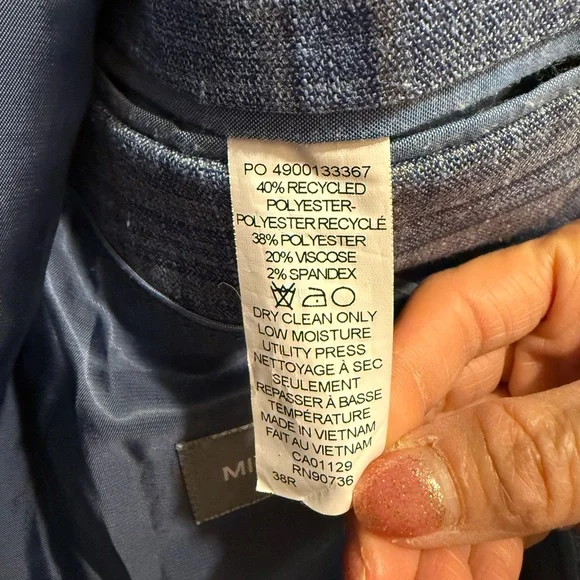 Michael Kors 38R Blue Plaid Men's Sport Coat Classic Fit Windowpane Blazer